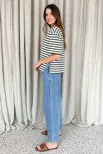 Load image into Gallery viewer, Bob Oversized Stripe Cotton Tee Black
