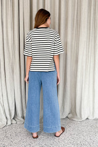 Bob Oversized Stripe Cotton Tee Black