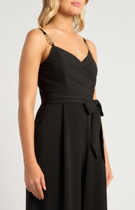 Giada Gold Chain Strap Jumpsuit Black