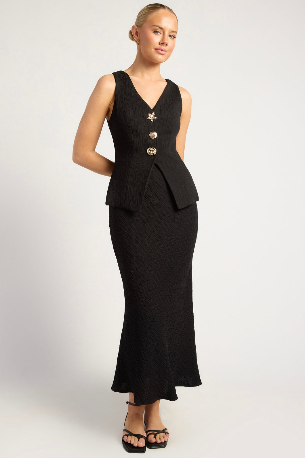Liaison Vest Skirt Set Black
