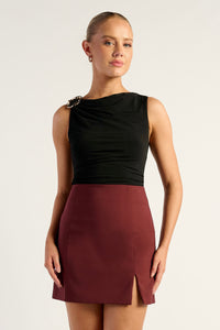 Helene Buckle Detail Jersey Top Black
