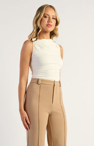Helene Buckle Detail Jersey Top White