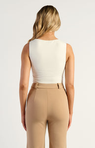 Helene Buckle Detail Jersey Top White