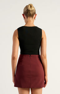 Helene Buckle Detail Jersey Top Black