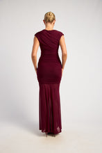 Load image into Gallery viewer, Haylee Ruched Maxi Dress Merlot
