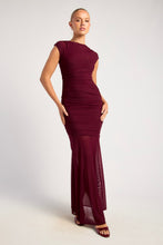 Load image into Gallery viewer, Haylee Ruched Maxi Dress Merlot
