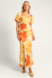 Koko Top Skirt Set Yellow Orange Floral