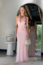 Load image into Gallery viewer, Talara Halter Maxi Dress Pink Lace
