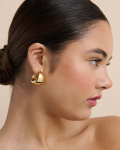 Dome Huggie 18K Gold Plated Earrings