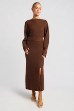 Load image into Gallery viewer, Boat Neck Fluffy Knit Chocolate
