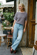 Load image into Gallery viewer, Brielle Striped Knit Tee Pink Navy
