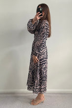 Load image into Gallery viewer, Saskia Midi Dress Black Brown Print
