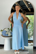 Load image into Gallery viewer, Dolce Ruched Halter Maxi Dress Blue
