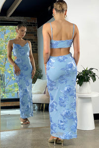 Amber Embroidered Maxi Dress Blue