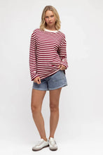 Load image into Gallery viewer, Maddie Long Sleeve Tee Burgundy Cream
