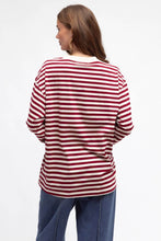 Load image into Gallery viewer, Maddie Long Sleeve Tee Burgundy Cream
