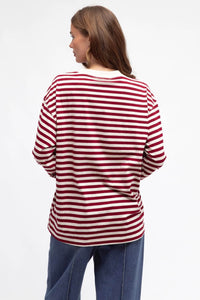 Maddie Long Sleeve Tee Burgundy Cream