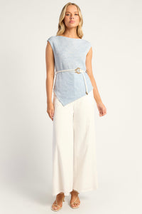Calla Top With Robe Belt Blue