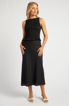 Load image into Gallery viewer, Arden Linen Blend Midi Skirt Black
