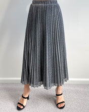 Load image into Gallery viewer, Metallic Pleated Skirt Silver Black
