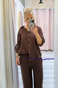 Rhea Cotton Pants Chocolate