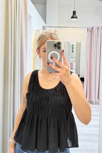 Load image into Gallery viewer, Chiara Shirred Cotton Top Black
