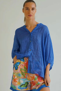 Worthier Carter Linen Shirt Royal Blue