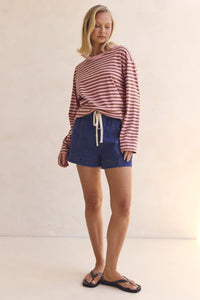 Maddie Long Sleeve Tee Pink Brown
