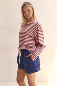 Maddie Long Sleeve Tee Pink Brown