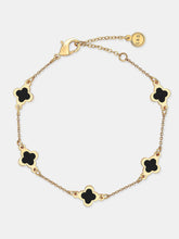 Load image into Gallery viewer, Clover 18K Gold Plated Bracelet in Black
