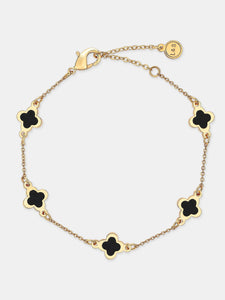 Clover 18K Gold Plated Bracelet in Black