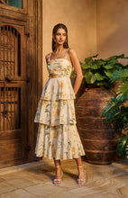 Load image into Gallery viewer, Florals Tiered Hem Dress Butter

