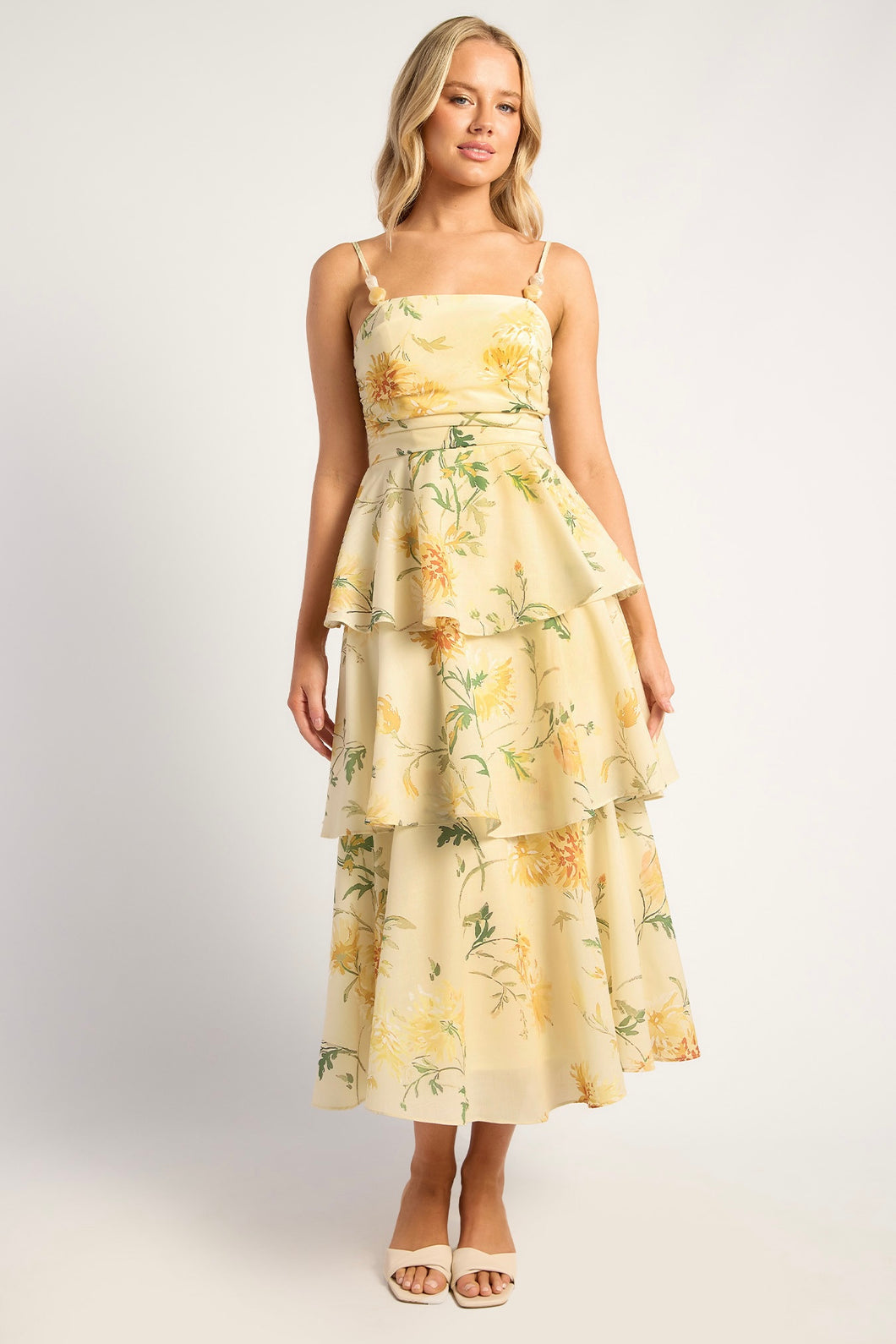 Florals Tiered Hem Dress Butter