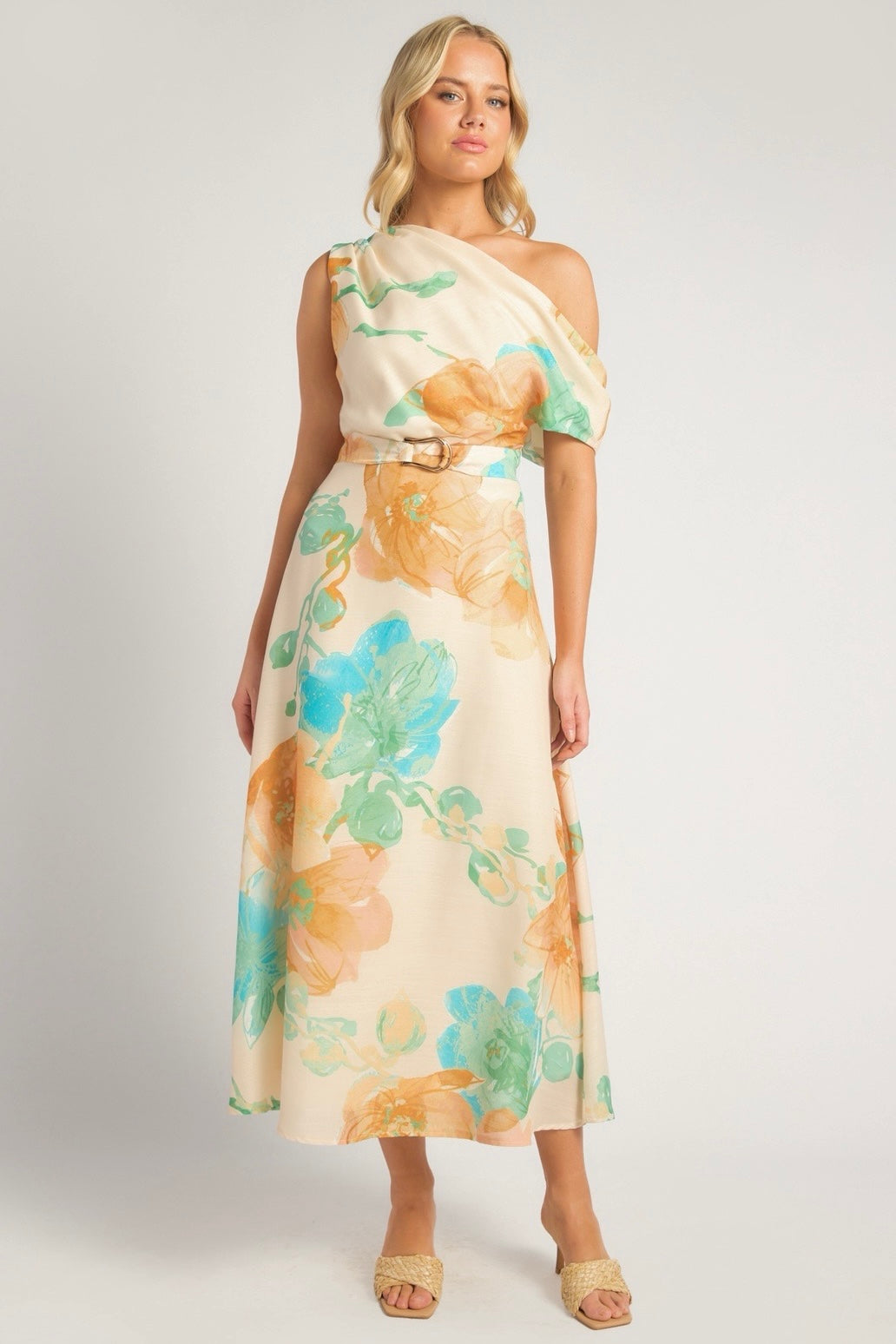 Essi Maxi Dress Tangerine Blue Floral