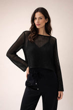 Load image into Gallery viewer, Metallic Crop Knit Black
