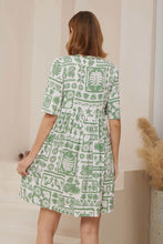 Load image into Gallery viewer, Ursula Mini Dress Green Print
