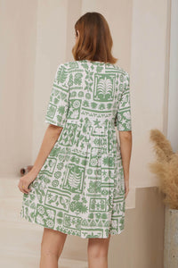 Ursula Mini Dress Green Print