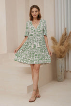 Load image into Gallery viewer, Ursula Mini Dress Green Print
