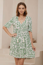 Load image into Gallery viewer, Ursula Mini Dress Green Print
