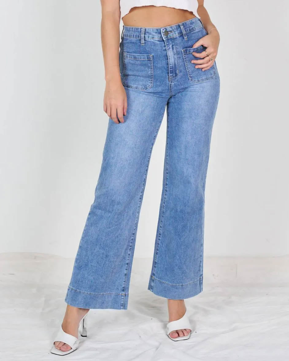 Sailor Wide Leg Jeans Mid Blue