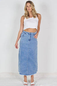 Dana Frayed Hem Denim Skirt