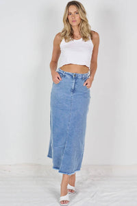 Dana Frayed Hem Denim Skirt