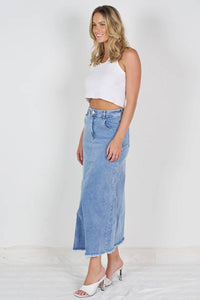 Dana Frayed Hem Denim Skirt