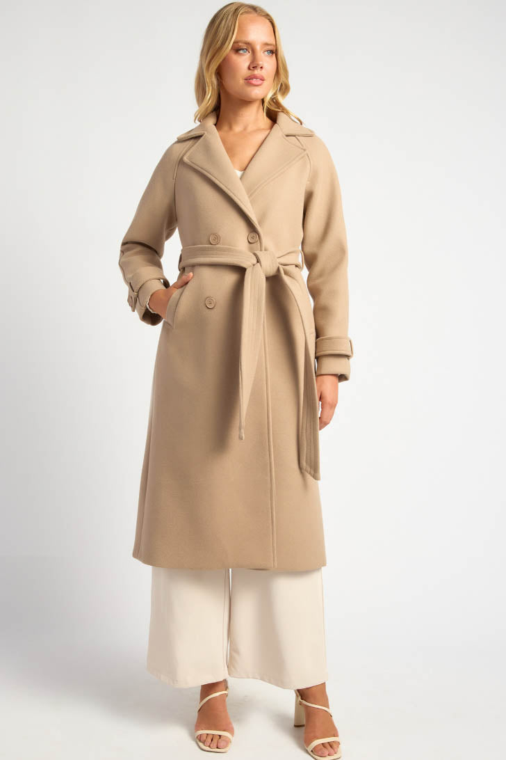 Sadie Double Breasted Coat Pebble