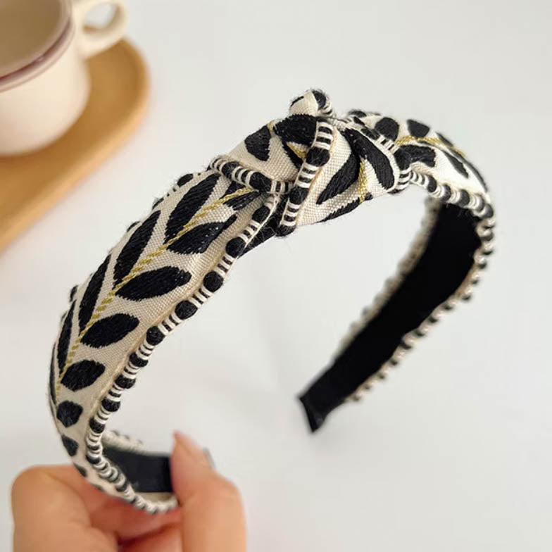 Maya Headband Black Leaf