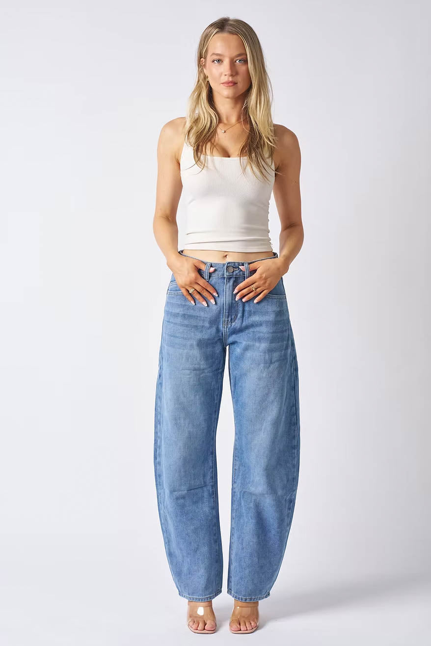 Wakee Barrel Jeans Blue Denim