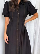 Load image into Gallery viewer, Aysha Contrast Stitch Midi Dress Black
