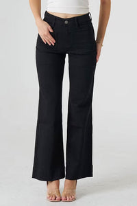 Wakee Front Pocket Wide Leg Jeans Black