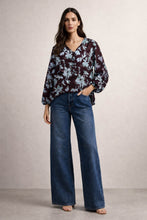 Load image into Gallery viewer, Salome Blouse Blue Choc Print
