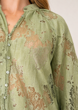 Load image into Gallery viewer, Vintage Floral Lace Blouse Sage
